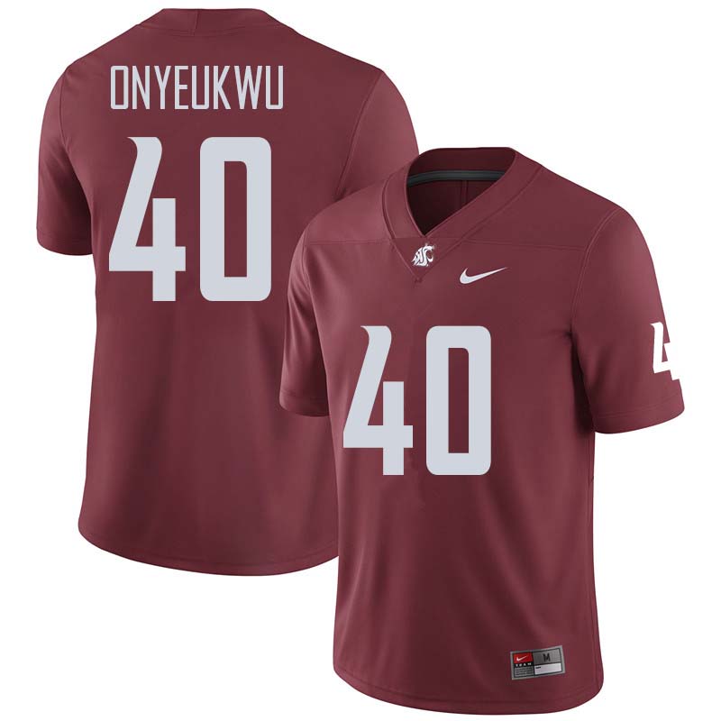 Men #40 Chima Onyeukwu Washington State Cougars College Football Jerseys Sale-Crimson